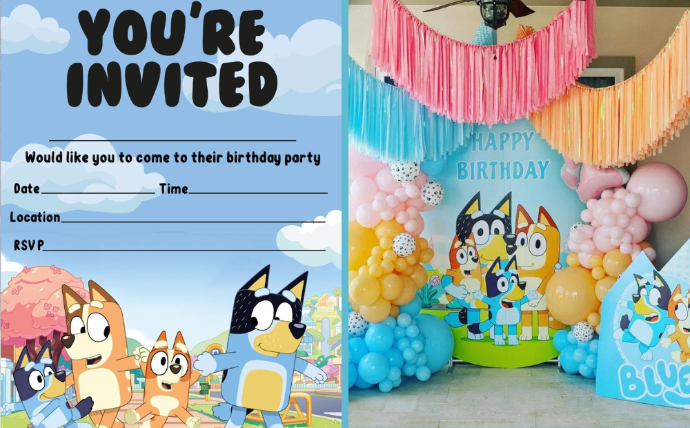 Bluey invitations and decorations